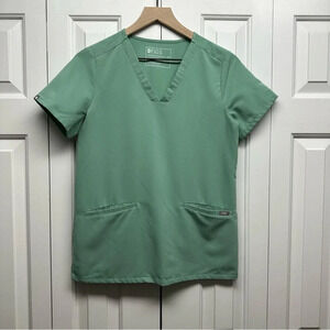 Figs Womens Casma Three Pocket Scrub Top Nurse Medical Jade Green Size XS